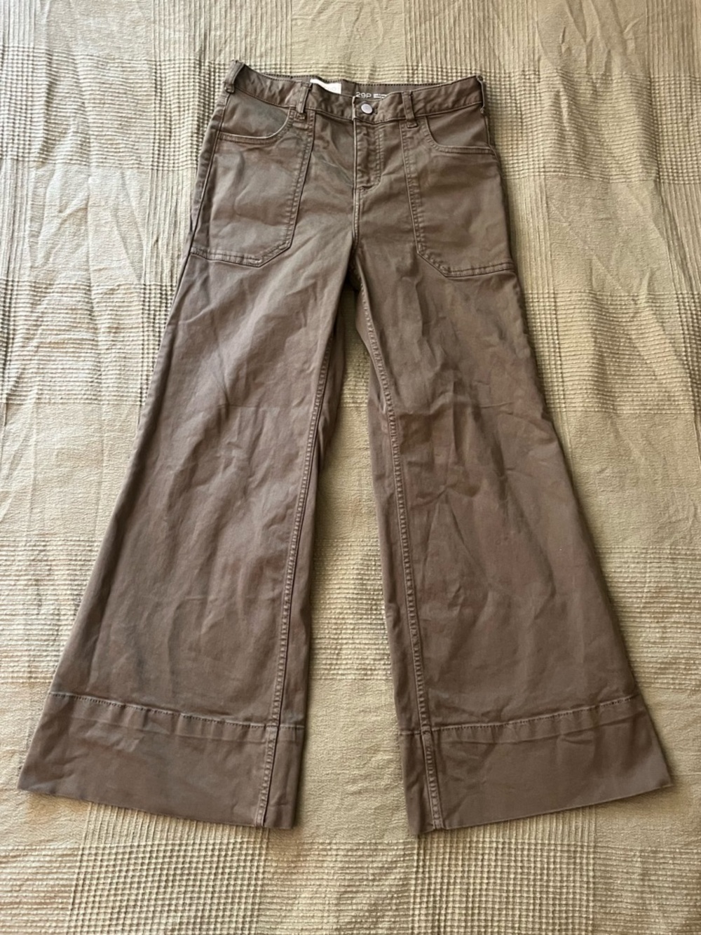 Pilcro Olive Green High-Rise Wide Leg Pants